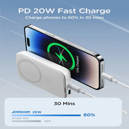 Joyroom JR-W020 Magnetic Wireless Power Bank Black - 10000mah Capacity With Magsafe